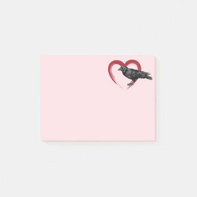 Post-it® Black Bird Heart Raven Post-it Notes (Devant)