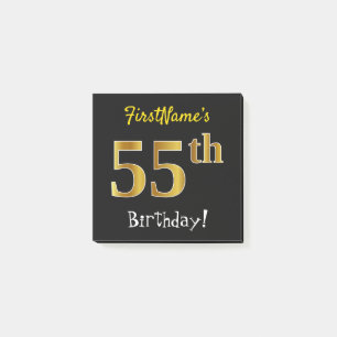 Post-it® Black, Faux Gold 55e anniversaire, avec nom person