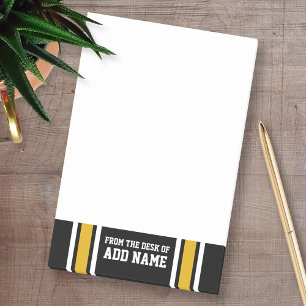 Post-it® Black Gold Football Jersey Nom personnalisé Numé