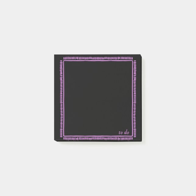 Post-it® Black Notes with Fluorescent Pink Border (Devant)