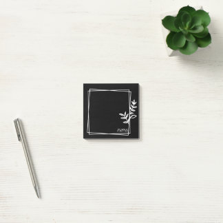Post-it® Black Notes with White Double Frame with Flowers