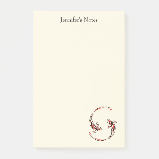 Post-it® Black & Red Japanese Koi Fish Artistic (Devant)