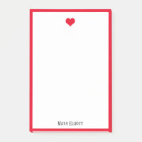 Blanc avec coeur rouge vif et frontière + nom