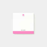 Blanc avec éléphant rose vif & Bordure + Nom