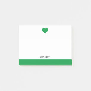 Post-it® Blanc avec Kelly Green Heart & Border & Name