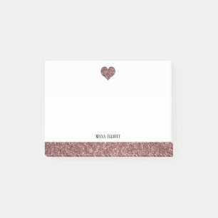 Post-it® Blanc avec Rose Gold Faux Parties scintillant Coeu