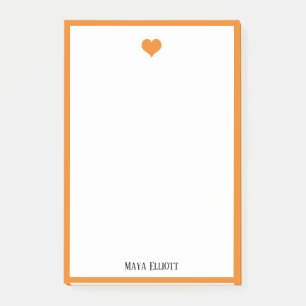 Post-it® Blanc avec un coeur et une bordure orange vif + no