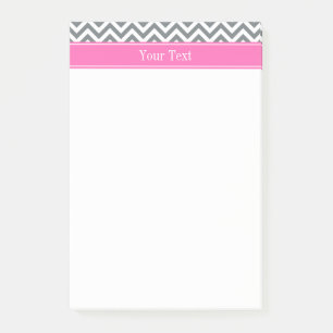 Post-it® Blanc Charbon LG2 Chevron Rose Chaud Nom Monogramm