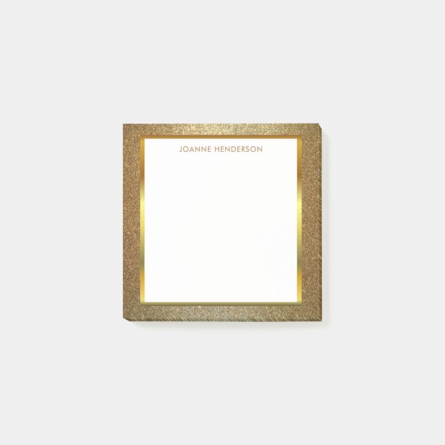 Post-it® Blanc chic moderne d'or de parties scintillantes (Devant)