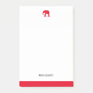 Post-it® Blanc & Éléphant Rouge Clair & Bordure, Nom