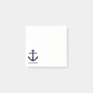 Post-it® Blanc nautique de bleu marine d'Ancre de