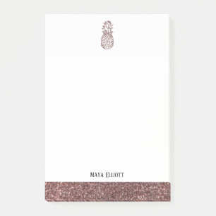 Post-it® Blanc + Rose Gold Faux Parties scintillant Ananas 