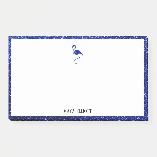 Post-it® Blanc sur Bleu Faux Parties scintillant Flamant ro (Devant)