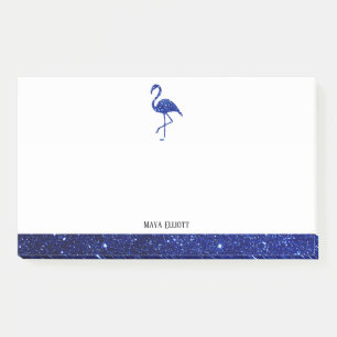 Post-it® Blanc sur Bleu Faux Parties scintillant Flamant ro