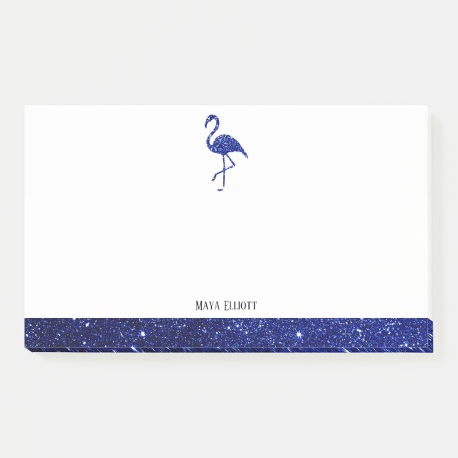 Post-it® Blanc sur Bleu Faux Parties scintillant Flamant ro (Devant)