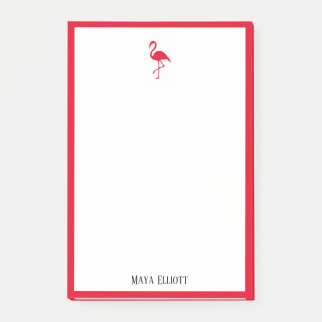 Post-it® Blanc sur cerisier brillant rouge Flamant rose & b (Devant)