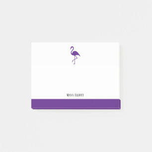 Post-it® Blanc sur Flamant rose pourpre et bordure avec nom
