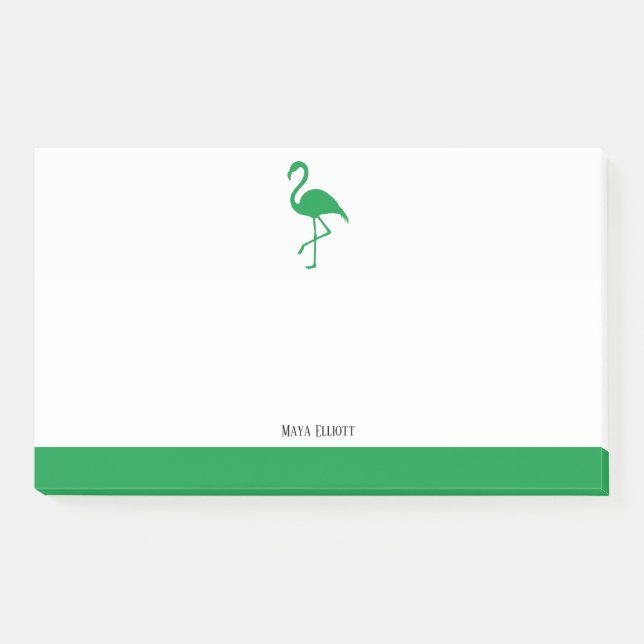Post-it® Blanc sur Flamant rose vert clair et bordure avec  (Devant)