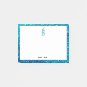 Post-it® Blanc sur la Parties scintillant Turquoise ananas 