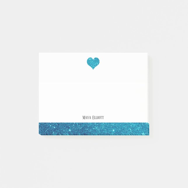 Post-it® Blanc sur la Parties scintillant Turquoise Faux Co (Devant)