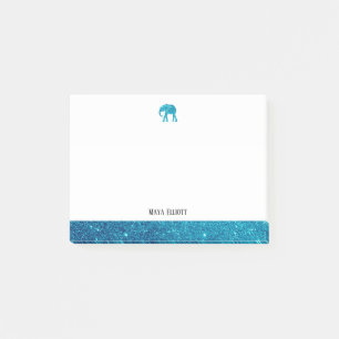 Post-it® Blanc sur Parties scintillant Turquoise Faux Eleph