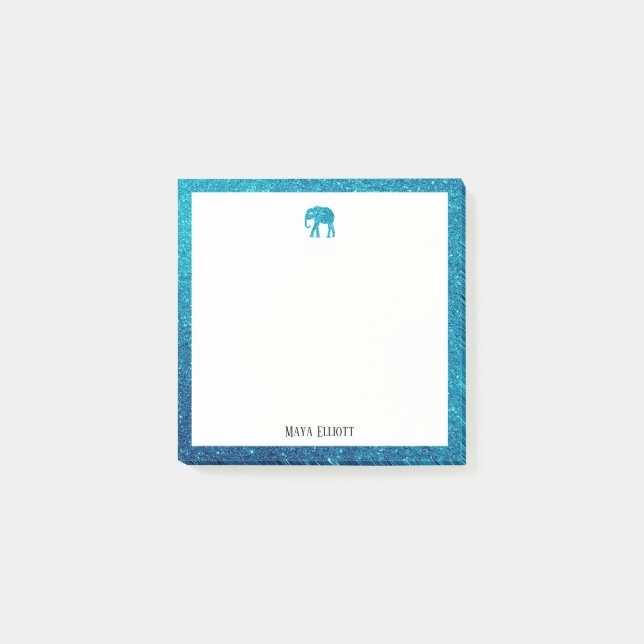 Post-it® Blanc sur Parties scintillant Turquoise Faux Eleph (Devant)