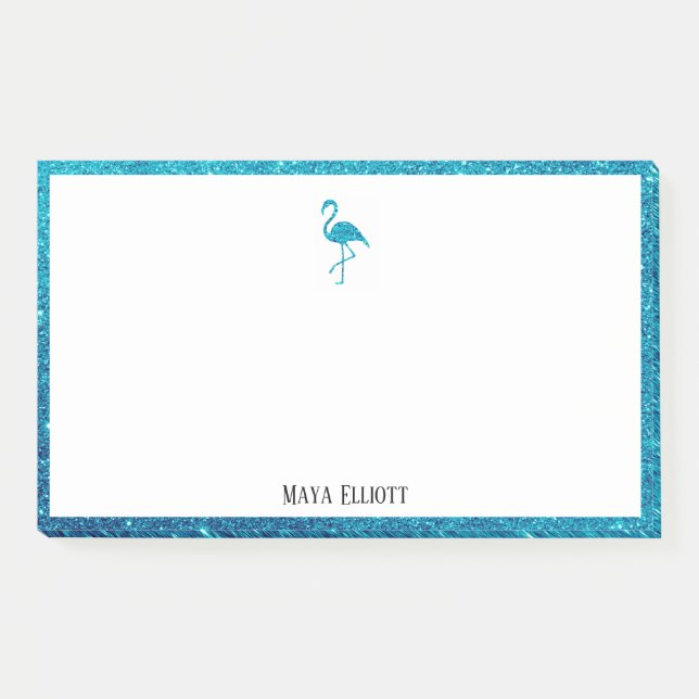 Post-it® Blanc sur Turquoise Parties scintillant Faux Flama (Devant)
