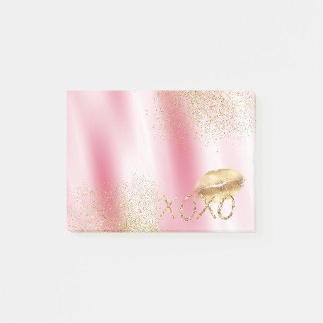 Post-it® Blanche rose et Gold Lièvres Kiss Parties scintill (Devant)