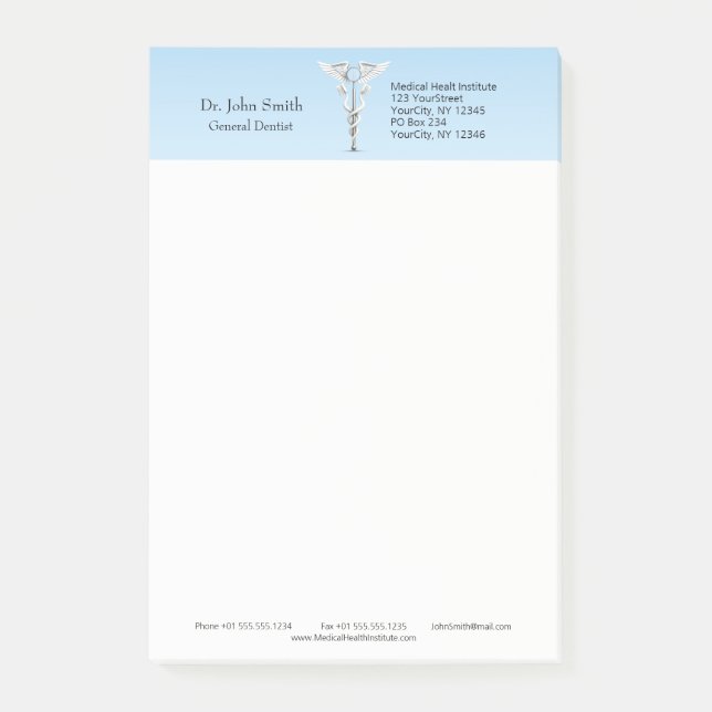 Post-it® Blancs miroir dentaire Toothbrush Caduceus Médical (Devant)