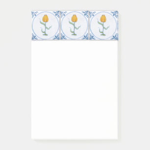 Post-it® Bleu blanc Tulipe Jaune Carreaux d'art