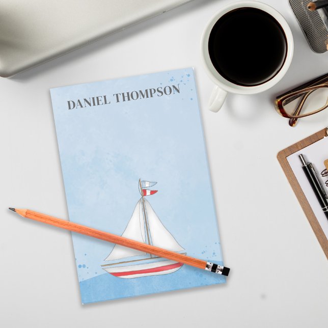 Post-it® Bleu d'aquarelle simple nautique (Créateur téléchargé)