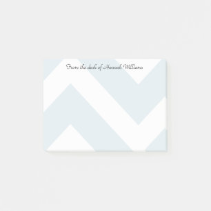 Post-it® Bleu de glace Chevron rayures avec nom personnalis