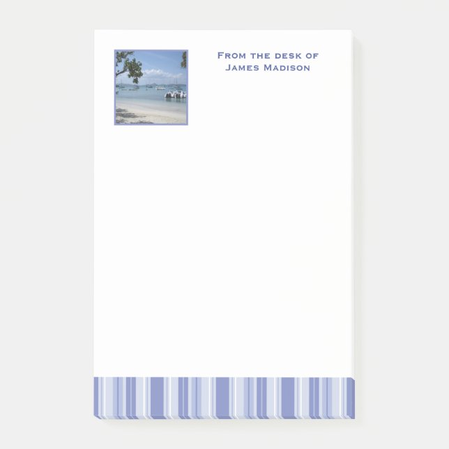 Post-it® Bleu Denim moderne avec photo personnalisée (Devant)