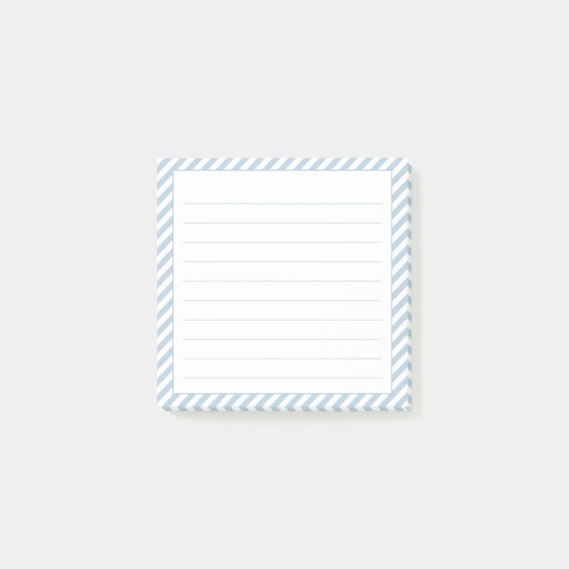 Post-it® Bleu et blanc Diagonal Stripe Linky Notes (Devant)