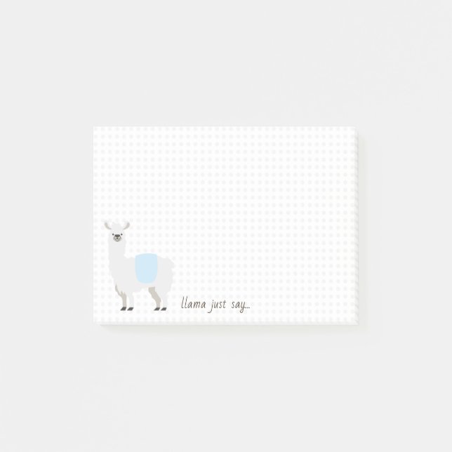 Post-it® Bleu et blanc Dot Llama disent quelque chose (Devant)