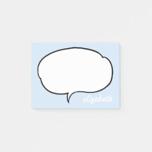 Post-it® Bleu et blanc Talk bulle Nom personnalisé