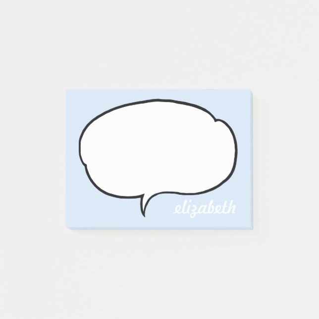 Post-it® Bleu et blanc Talk bulle Nom personnalisé (Devant)