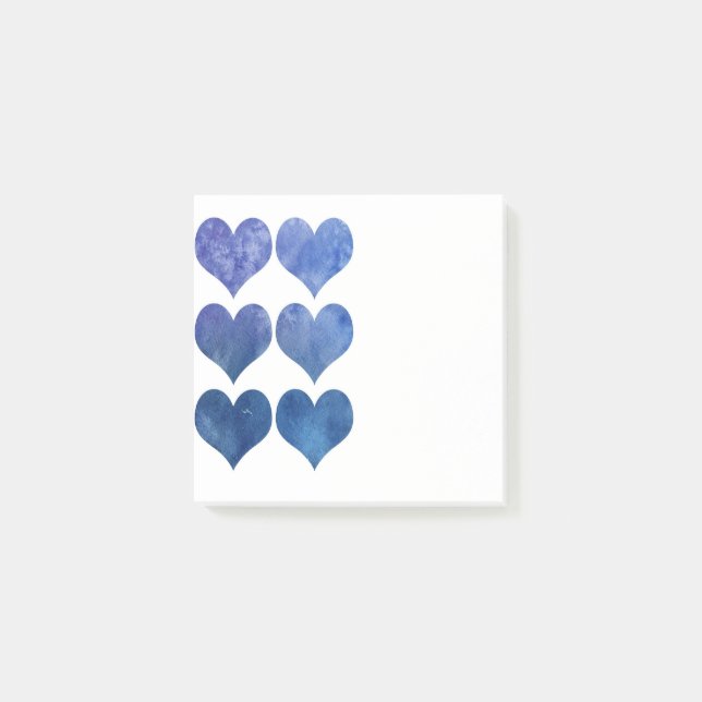 Post-it® Bleu Hearts Post-it Notes (Devant)