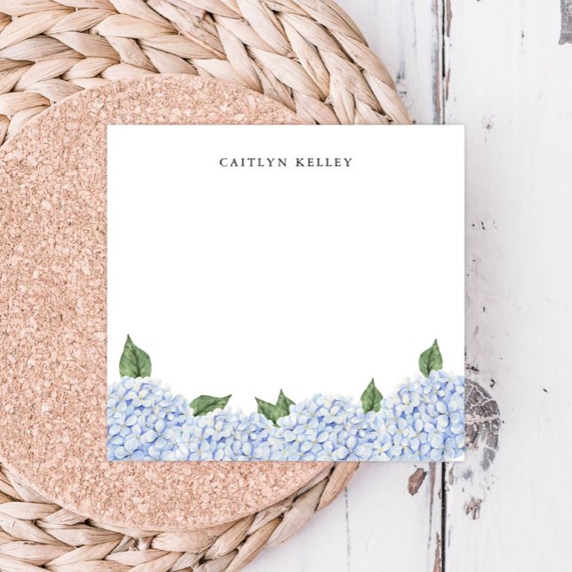 Post-it® Bleu Hydrangea Aquarelle Bordure personnalisée (Créateur téléchargé)