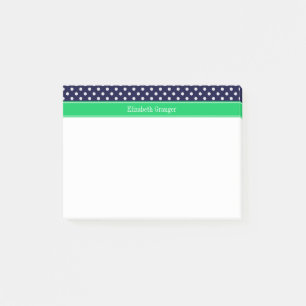 Post-it® Bleu Marine Points Blancs Vert Emeraude Monogramme