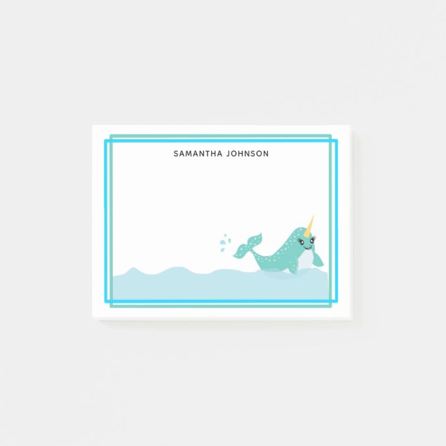 Post-it® Bleu Narval s'éclaboussant dans l'eau (Devant)