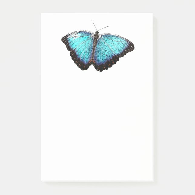 Post-it® Bleu Papillon Nature Art, Belle Photo Illustration (Devant)