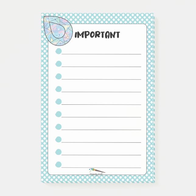Post-it® Bleu Polka Dot Teardrop Diamond IMPORTANT (Devant)