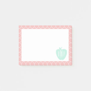 Post-it® Bleu + Professeur de corail de monogramme de