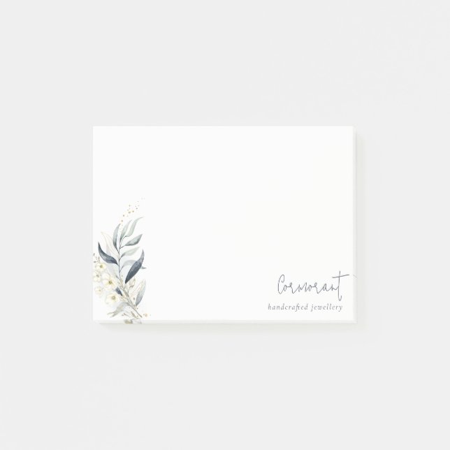 Post-it® Bleu Vert Or Feuilleté Botanique Floral Bunch (Devant)