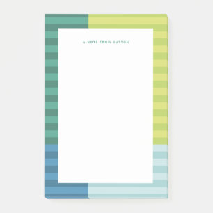 Post-it® Bleu vert rayures amusant cadre coloré personnali