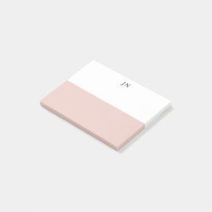 Post-it® Bloc de couleur blanc rose pâle du monogramme