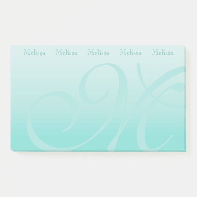 Post-it® Bloc de couleur monogramme Pastel Turquoise (Devant)