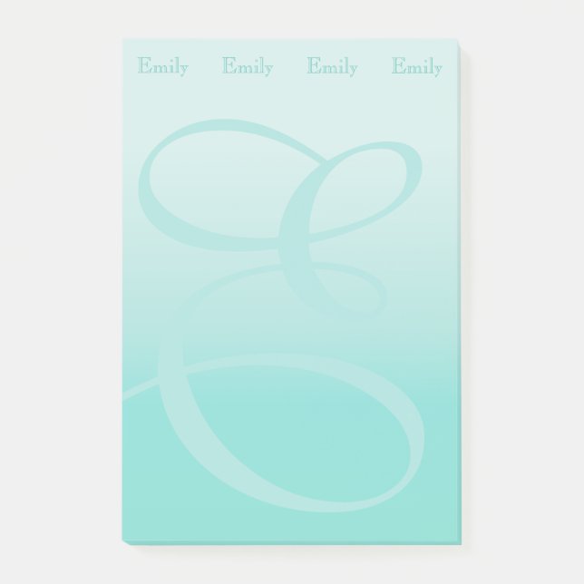 Post-it® Bloc de couleur monogramme Pastel Turquoise (Devant)