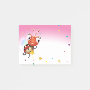 Post-it® Bloc de note de post-it de rose de coccinelle de